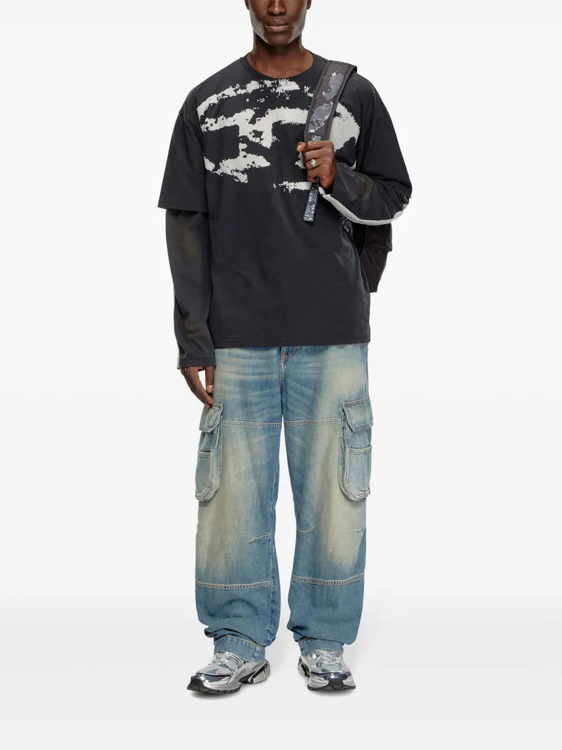 Diesel Camiseta T-Box com logo flocado