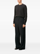 AMI Paris Calça wide leg de lã cintura baixa