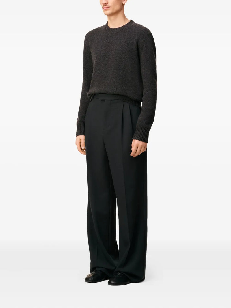 AMI Paris Calça wide leg de lã cintura baixa