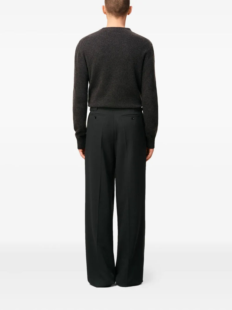 AMI Paris Calça wide leg de lã cintura baixa