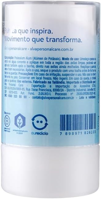 Alva Personal Care, Desodorante Stick Cristal, 120G
