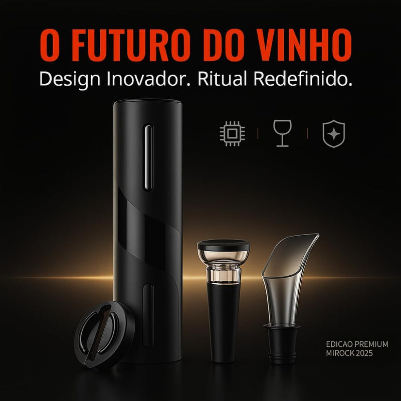 Kit Abridor de Vinho Elétrico 4 em 1