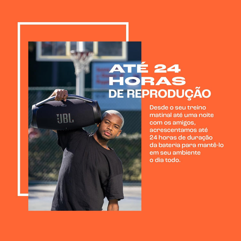 JBL Caixa de Som, Boombox 3, Bluetooth, À Prova D'água e Poeira - Preto