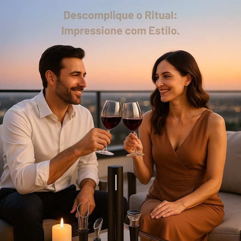 Kit Abridor de Vinho Elétrico 4 em 1