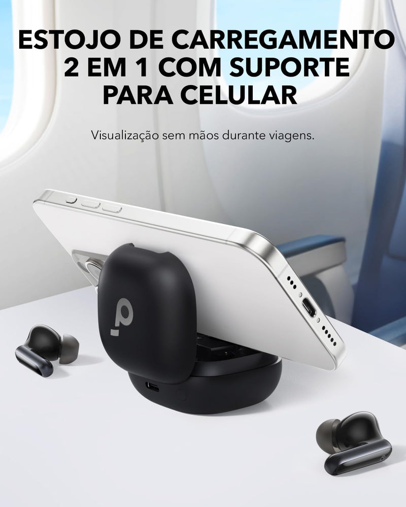 soundcore P40i da Anker, Fones de Ouvido Sem Fio, Cancelamento de Ruído Adaptativo, Graves Poderosos, 60H de Reprodução, Estojo com Suporte, IPX5, Carregamento Sem Fio, Bluetooth 5.3