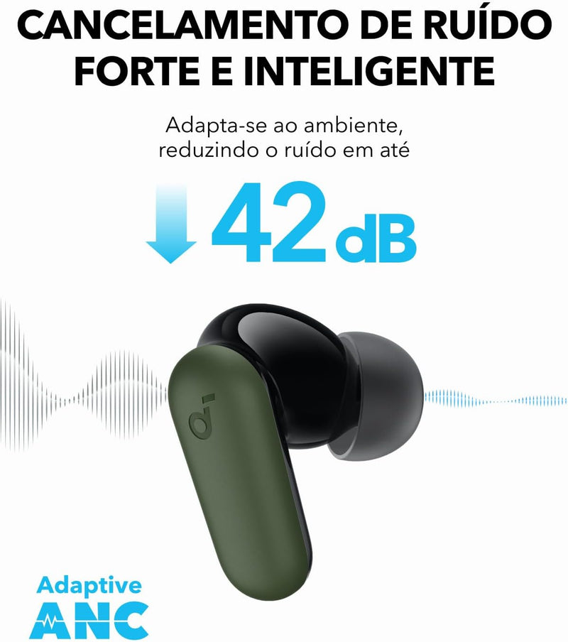 soundcore P30i by Anker, Fones de Ouvido com Cancelamento de Ruído, Graves Poderosos, 45H de Reprodução, Estojo 2-em-1 com Suporte para Celular, IP54, Bluetooth 5.4, Fones Sem Fio
