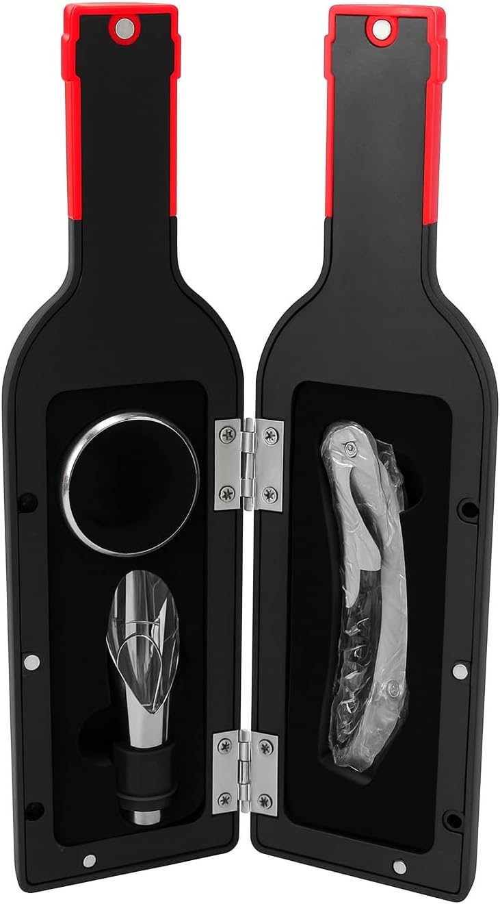 KIT Para Vinho 3 Peças Sommelier em Estojo Estilo Garrafa