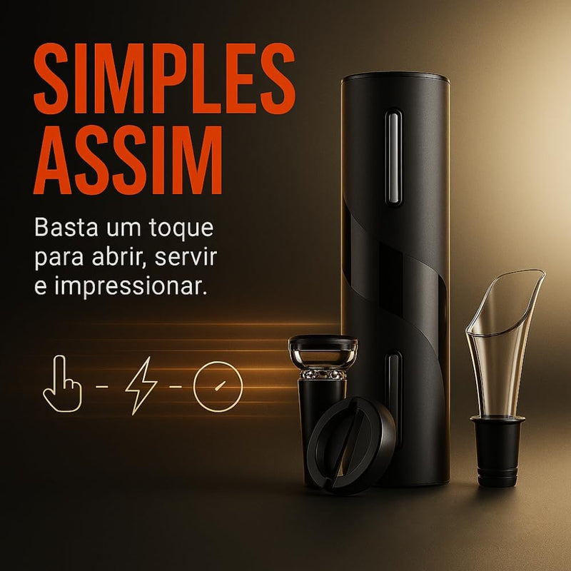 Kit Abridor de Vinho Elétrico 4 em 1