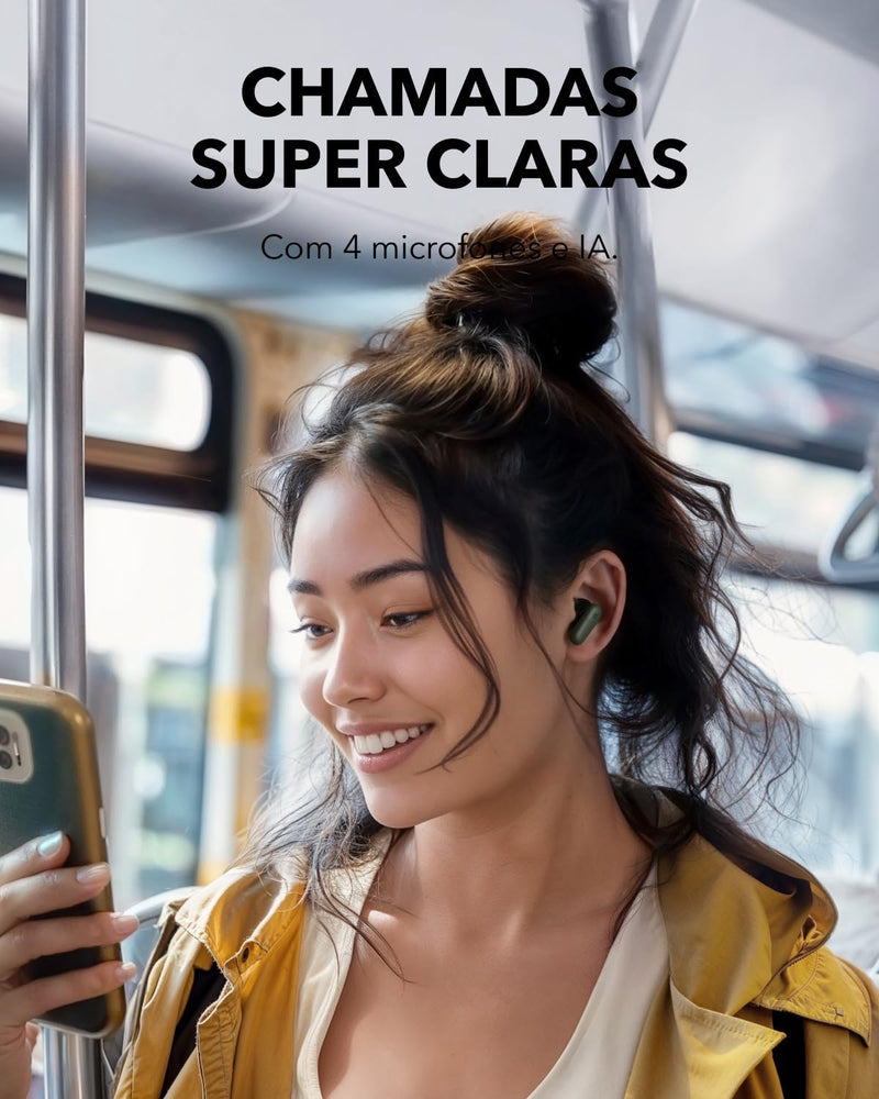 soundcore P30i by Anker, Fones de Ouvido com Cancelamento de Ruído, Graves Poderosos, 45H de Reprodução, Estojo 2-em-1 com Suporte para Celular, IP54, Bluetooth 5.4, Fones Sem Fio