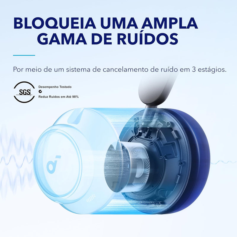 soundcore by Anker Space Q45 Fones de Ouvido com Cancelamento de Ruído Adaptativo, Redução de Até 98%, 50H de Reprodução, Controle no App, Áudio Hi-Res LDAC, Ajuste Confortável, Bluetooth 5.3