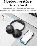 soundcore Q30 da Anker Fone De Ouvido Bluetooth 5.3, Over-Ear, Som de Alta Resolução, EQ Personalizável via App, 50H de Reprodução, Ajuste Confortável, Conexão Multiponto, Preto
