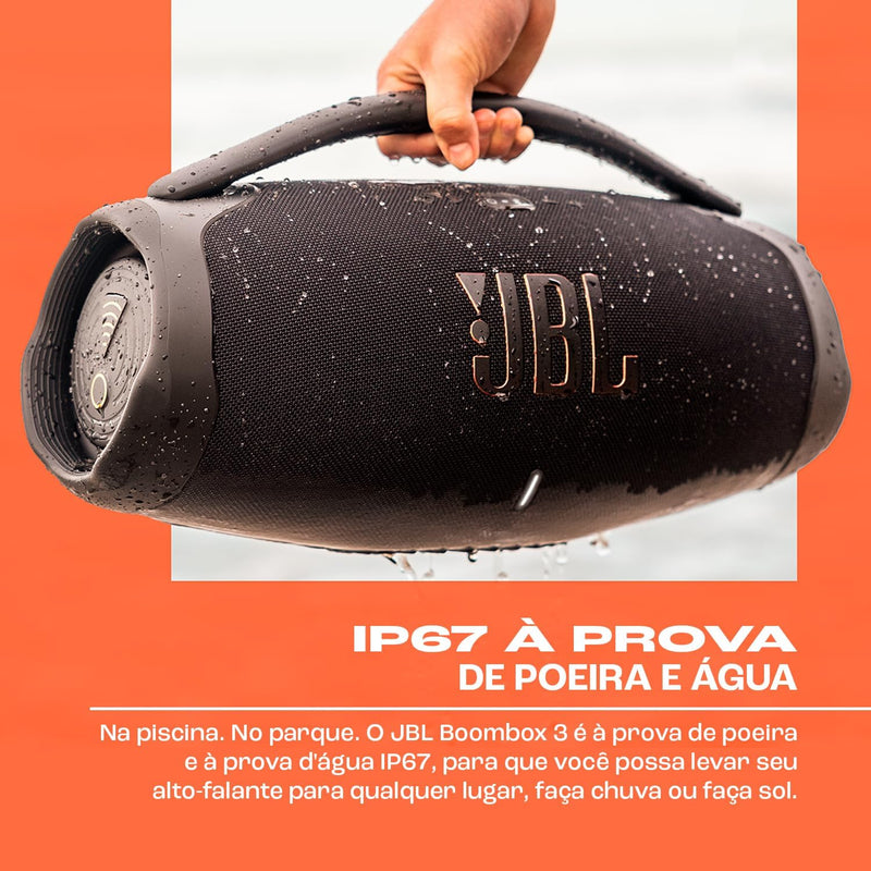 JBL Caixa de Som, Boombox 3, Bluetooth, À Prova D'água e Poeira - Preto