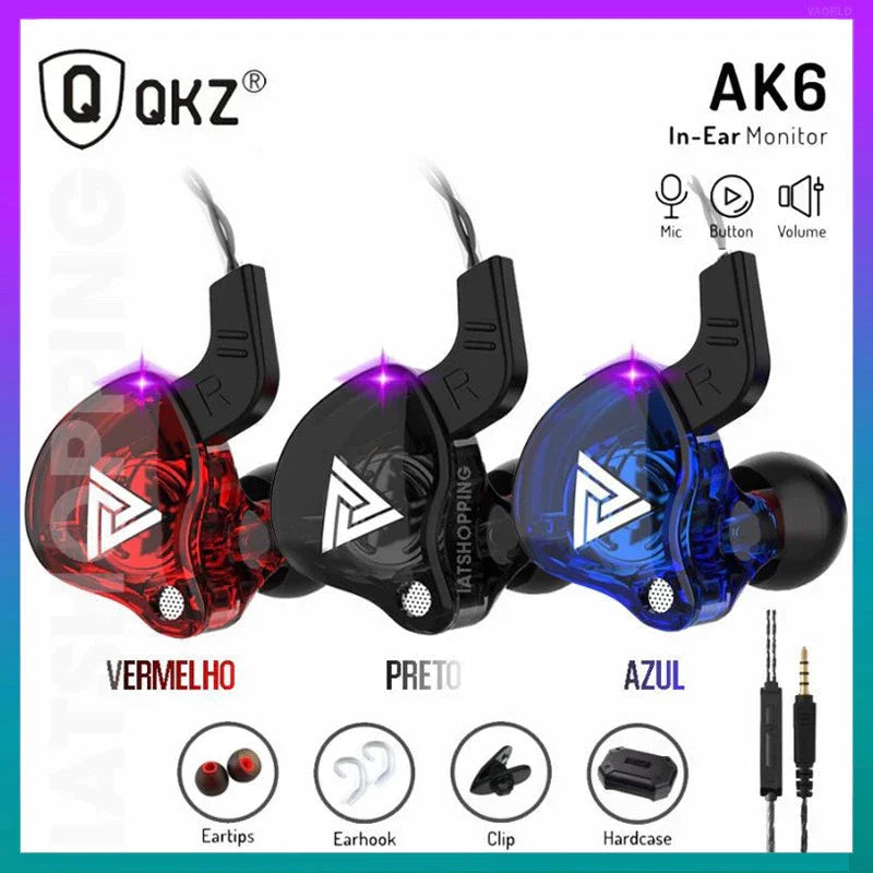 QKZ Wireless Earphone With Microphone Covers Driver Stereo Bass Sports Earphone