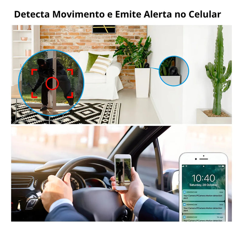 Kit 2 Mini Câmera A9 Espião Wifi Hd Sem Fio Câmera Segurança Preto