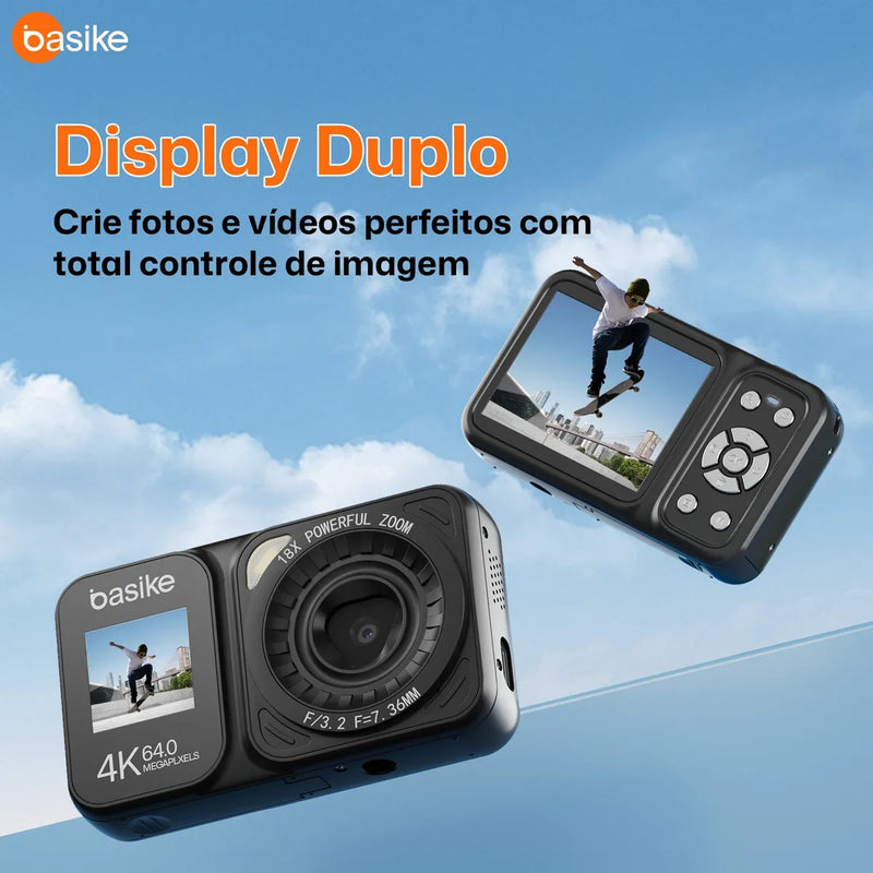 Câmera Digital 4k Ultra Hd 64mp Com Zoom Af, Tela Dupla