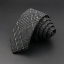 Mens Ties 6cm Classic Cotton Handmade Skinny Grey Plaid Neckties Striped Narrow Collar Slim Cashmere Casual Tie Accessories Gift