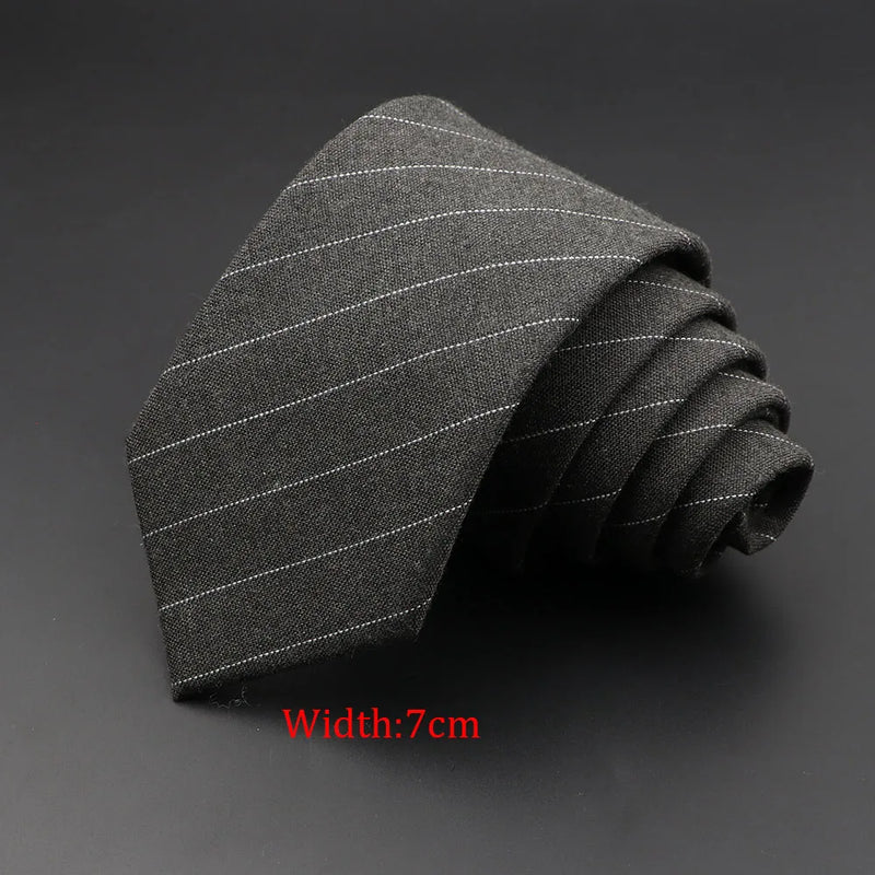Mens Ties 6cm Classic Cotton Handmade Skinny Grey Plaid Neckties Striped Narrow Collar Slim Cashmere Casual Tie Accessories Gift