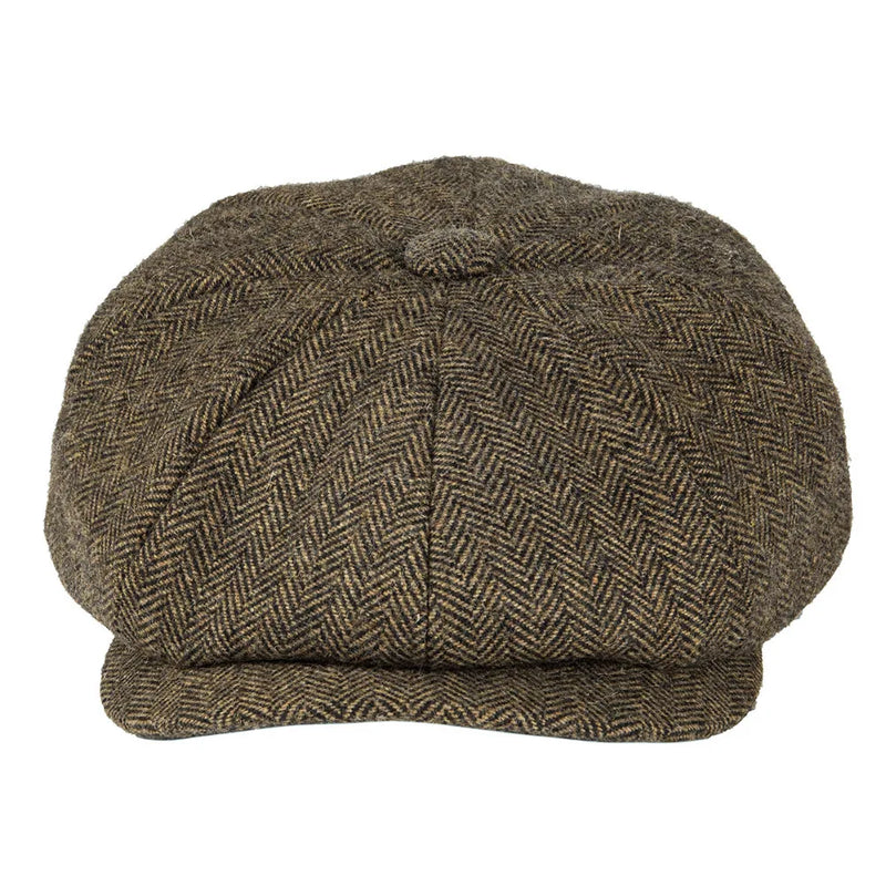 BOTVELA Wool Tweed Newsboy Cap Herringbone Men British Gatsby Retro Hat Driver Flat Cap for Male Vintage Herringbone Beret