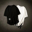 Men Black Techwear 100% Cotton Zip Up Short Sleeve Tshirt Summer Mens Hip Hop Oversize Style Cargo T Shirt Tees Camisetas Hombre