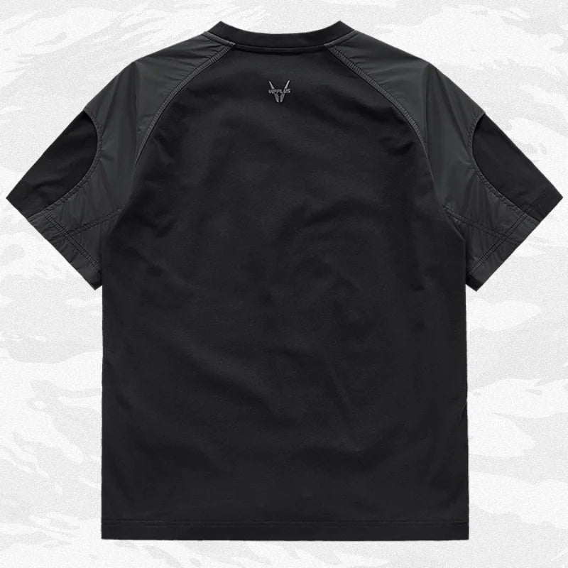 Deconstructive Patchwork Design Tactical Function T Shirt Mens Clothing Y2K High Street Short Sleeve Techwear Tops camisas