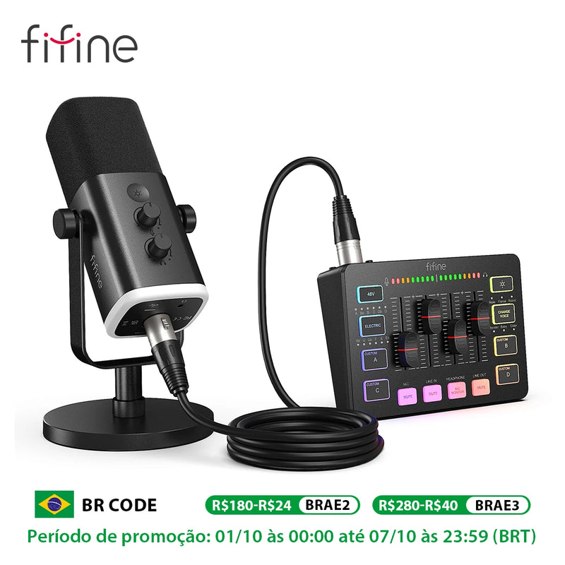 FIFINE Gaming Audio Set Microphone/Mixer/Headset for Streaming Podcasting,Podcast Set for Youtube/OBS/Tiktok/X/VK - AM8/H9/SC3