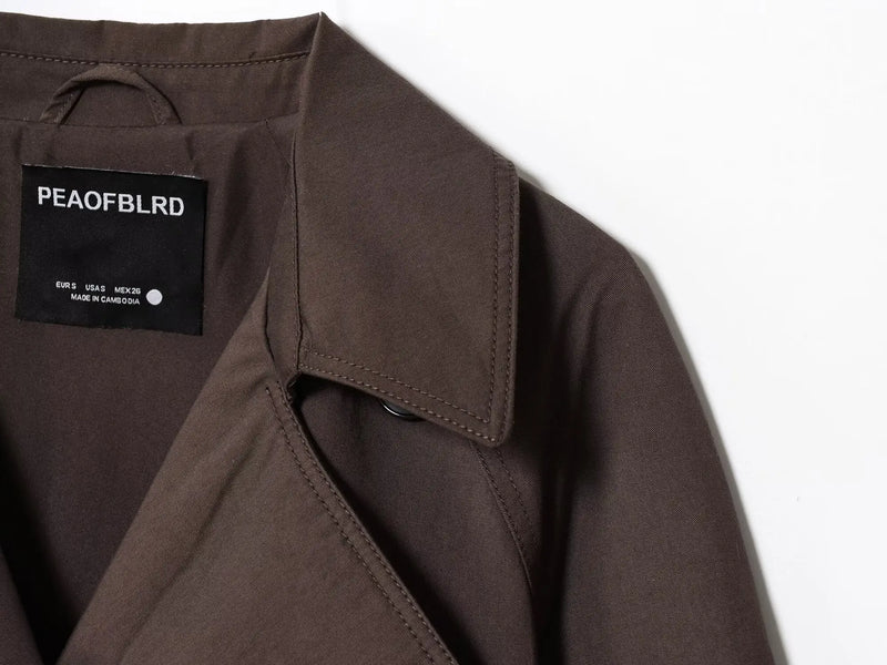 ETJ Autumn 2025 new collection  women's British style lapel double-breasted Maillard color belt casual trench coat