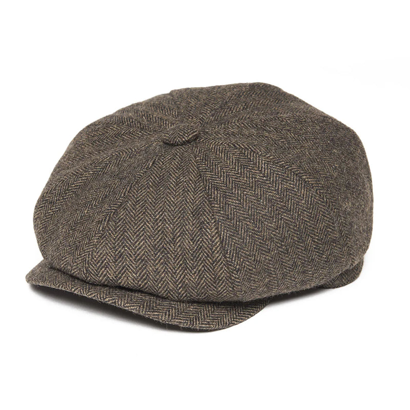 BOTVELA Wool Tweed Newsboy Cap Herringbone Men British Gatsby Retro Hat Driver Flat Cap for Male Vintage Herringbone Beret