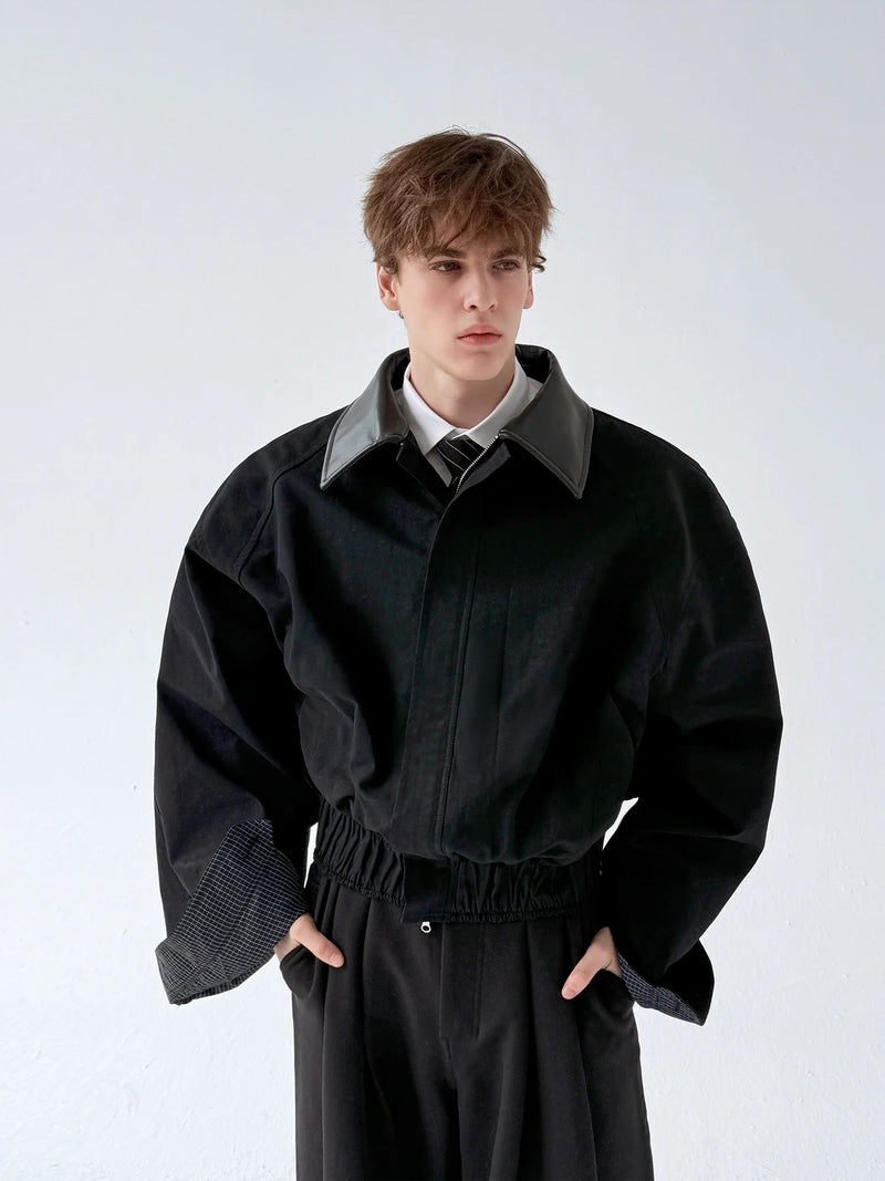 Men's 2024 Autumn and Winter New Large Cuffs Collar Splicing Design Coat Personality Solid Color Jackets Trendy Male Chic Coats