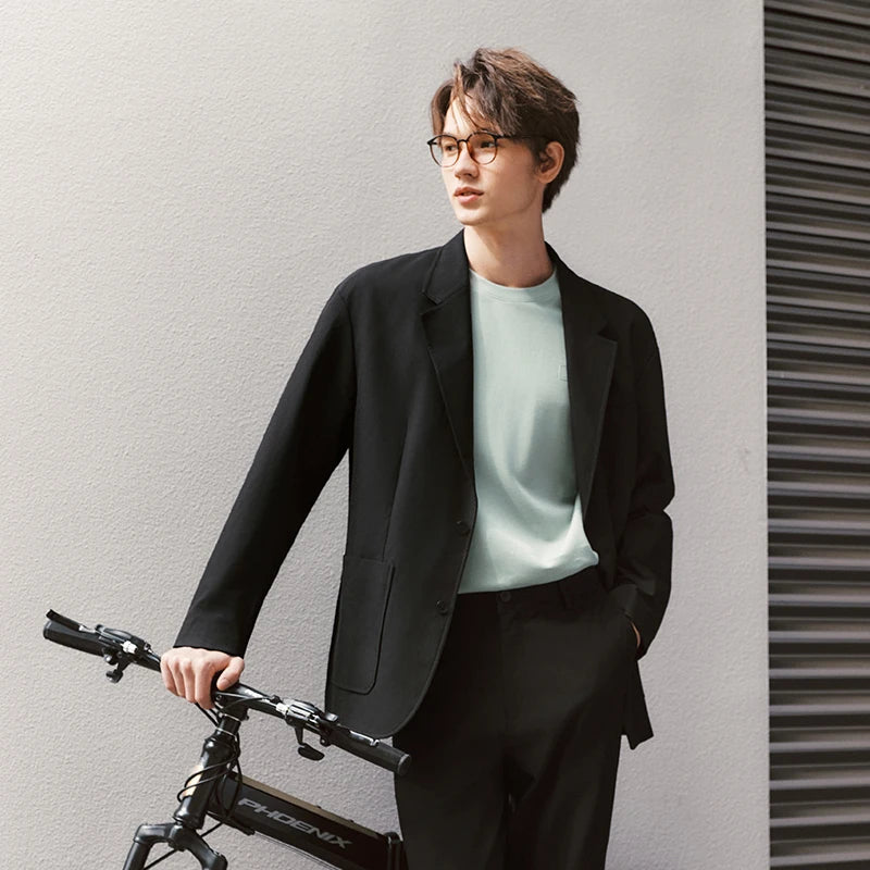 Semir Casual Suit Men Black Suit for Commuting Basic Versatile 2025 New Spring Outerwear Loose