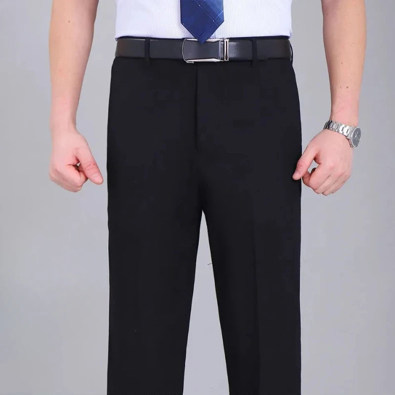 Straight Men's Summer Pants Social Tailoring Cotton Business Linen Male Suit Trousers Elegant Dress Clothing Premium 2024