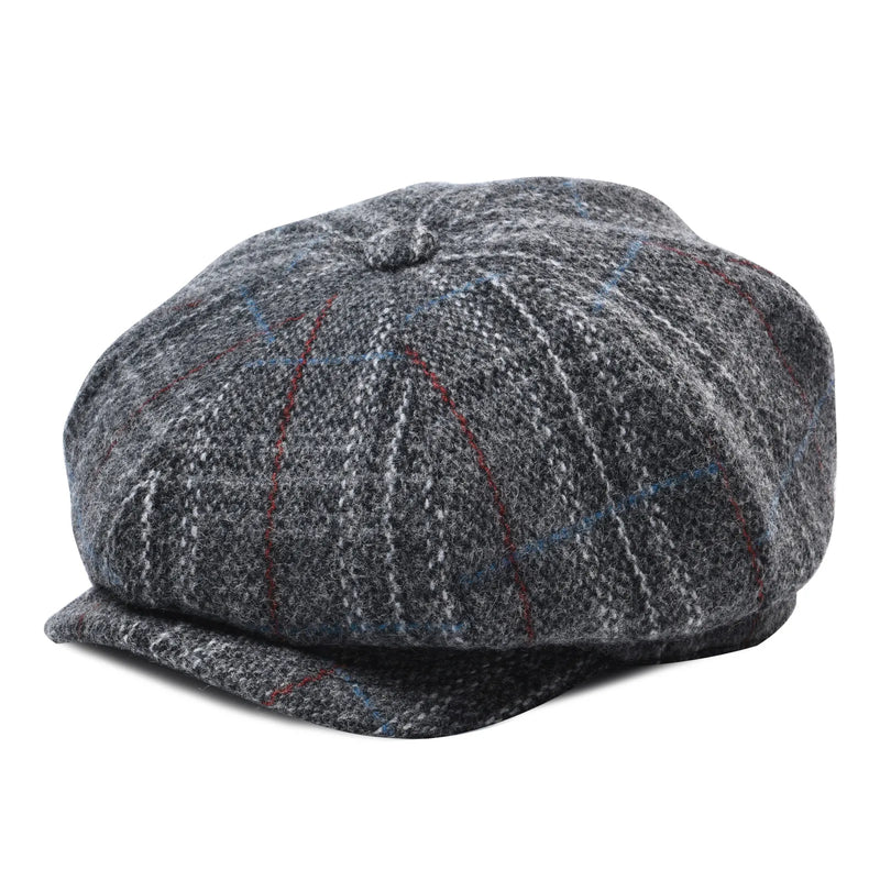 BOTVELA Wool Tweed Newsboy Cap Herringbone Men British Gatsby Retro Hat Driver Flat Cap for Male Vintage Herringbone Beret