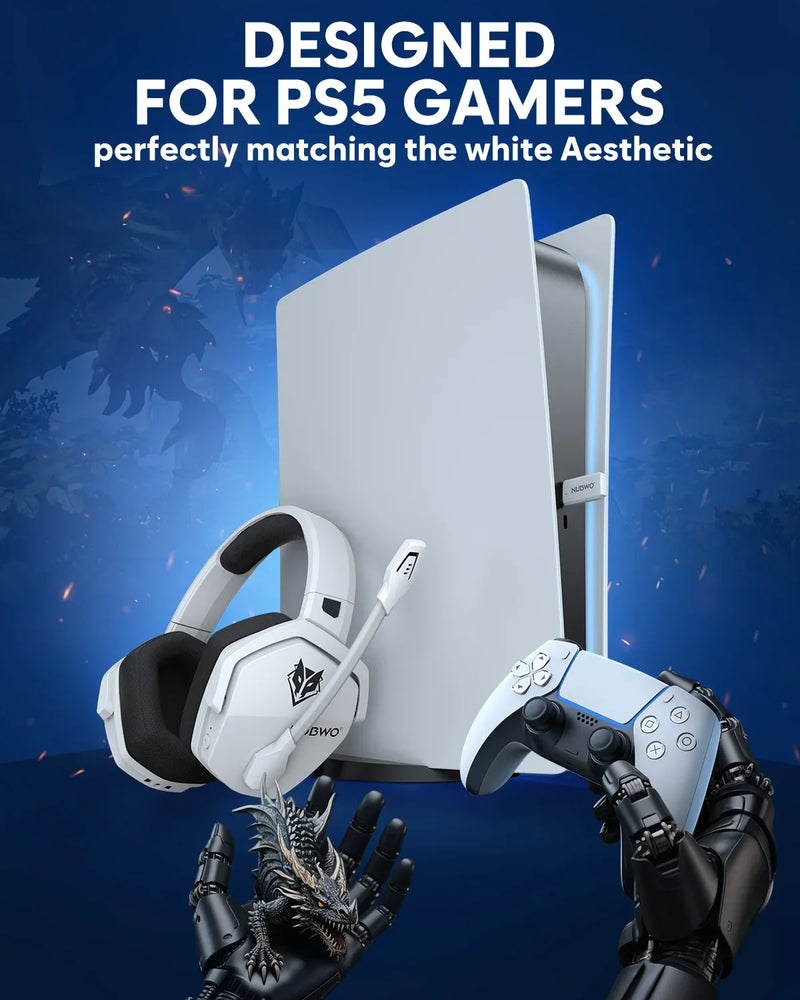 NUBWO G06 Pro Wireless Gaming Headset with Charging Station for Headset and PS5 Controller 17ms Low Latency Dynamic 50mm Drivers