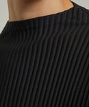 Miyake Pleated Man Long Sleeve T-Shirt Fashion Classic Black Turtleneck Top