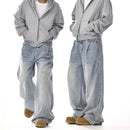 New Korean Retro Men'S Jeans High Street Straight Leg Pants Loose Casual Jeans Fashion Wide Leg Pants