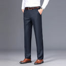 Top Quality 100% Cotton New Brand Casual Fashion Business Straight Long Dress Pants High Waist Trousers Men's Clothing