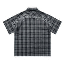 West Coast Chicano Floral Loose Workwear irt Heavyweight Khaki Five-Quarter Sve Hip Hop Sle Embroidered Youth Faion