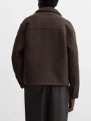 Autumn Winter Men's Jaet ort Collar Long Sve Pearl Wool Texture Men's Outerwear Youth Stand Fit Regular Thin