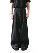 Black Baggy Pants Men Casual Wide leg Work wear Straight Trousers Male Luxury Drape Loose Cool Cargo Pants