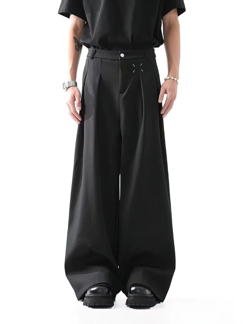 Black Baggy Pants Men Casual Wide leg Work wear Straight Trousers Male Luxury Drape Loose Cool Cargo Pants