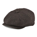 BOTVELA Wool Tweed Newsboy Cap Herringbone Men British Gatsby Retro Hat Driver Flat Cap for Male Vintage Herringbone Beret