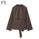 ETJ Autumn 2025 new collection  women's British style lapel double-breasted Maillard color belt casual trench coat