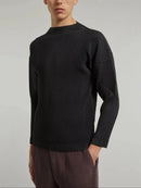 Miyake Pleated Man Long Sleeve T-Shirt Fashion Classic Black Turtleneck Top