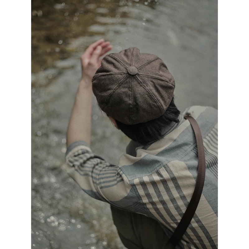 Japanese-Style Retro Artistic All-Matching Octagonal Hat Men's Mesh Red Thin British Newsboy Cap Beret Painter Cap Fashion Hat