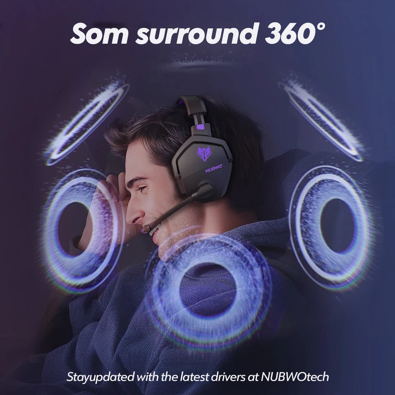 NUBWO G06 Dual Wireless Headsets Gamer with Microphone for PS5, PS4, PC, Mobile, Switch, 2.4GHz Bluetooth 5.3 Gaming Headphones