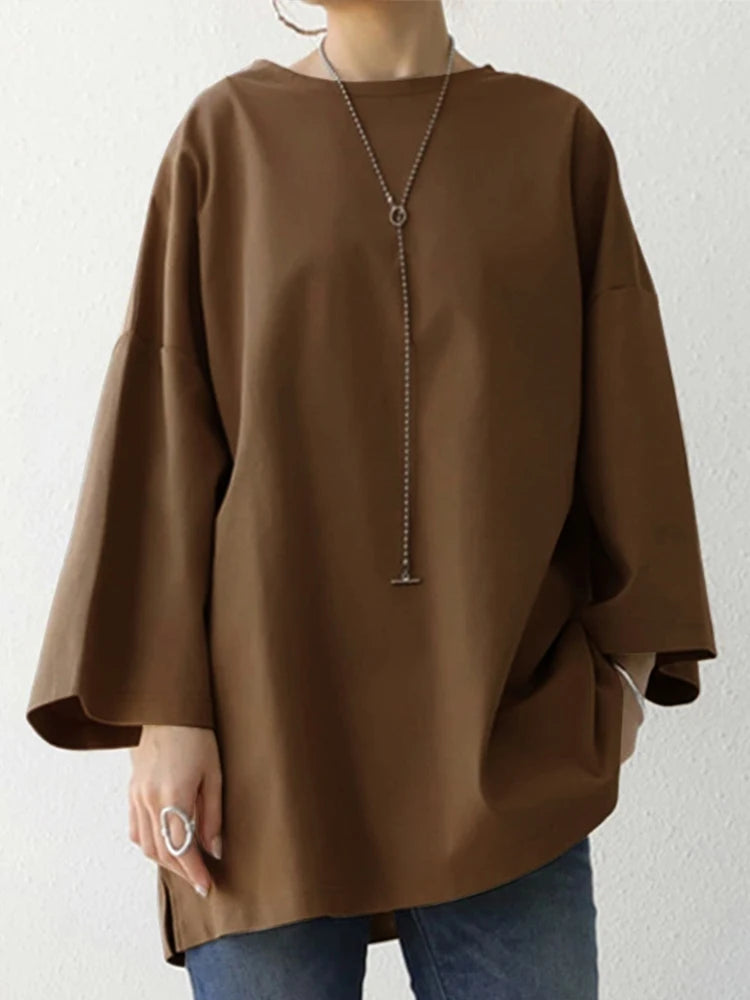 ZANZEA Spring Fashion Solid Tops Women Long Sleeve Loose Blouse Female Work OL Blusas Shirt Casual Tunic Pullover Chemise 2024