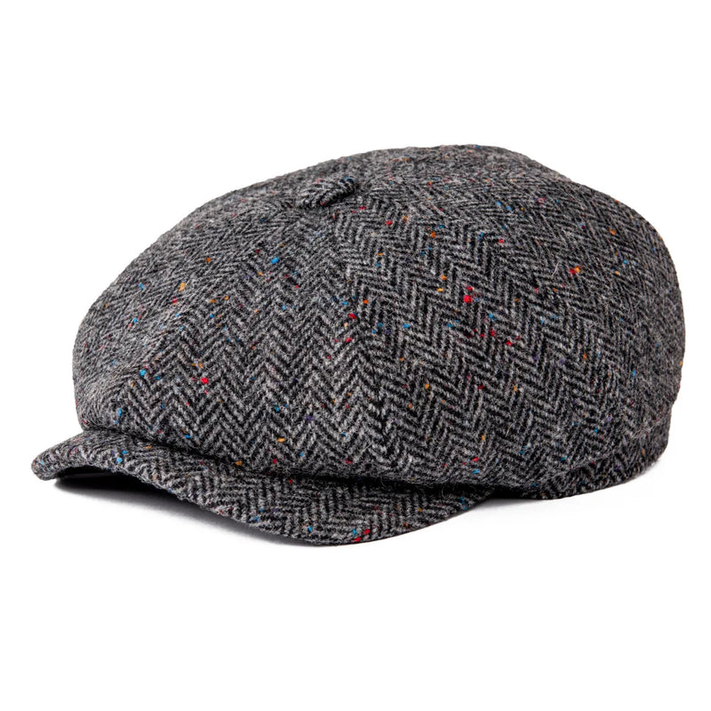 BOTVELA Wool Tweed Newsboy Cap Herringbone Men British Gatsby Retro Hat Driver Flat Cap for Male Vintage Herringbone Beret