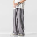 Men's Casual Cotton Linen Harlan Pants Summer Thin Straight Leg Long Trousers Wide Leg Lantern Pants Low Waist Loose Fit