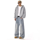 New Korean Retro Men'S Jeans High Street Straight Leg Pants Loose Casual Jeans Fashion Wide Leg Pants