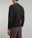 Miyake Pleated Man Long Sleeve T-Shirt Fashion Classic Black Turtleneck Top