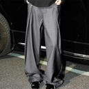 Spring Casual Suit Pants Men Full Length Straight Office Black Grey Loose Wide Legs Formal Trousers Men High Quality Suit Pants